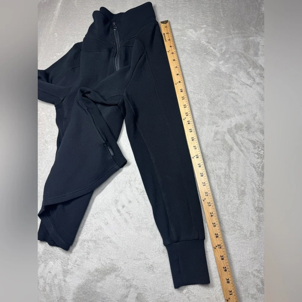 Varley Women’s Black Full Zip Mock Neck Ribbed Sides Athletic Jacket Size Large
